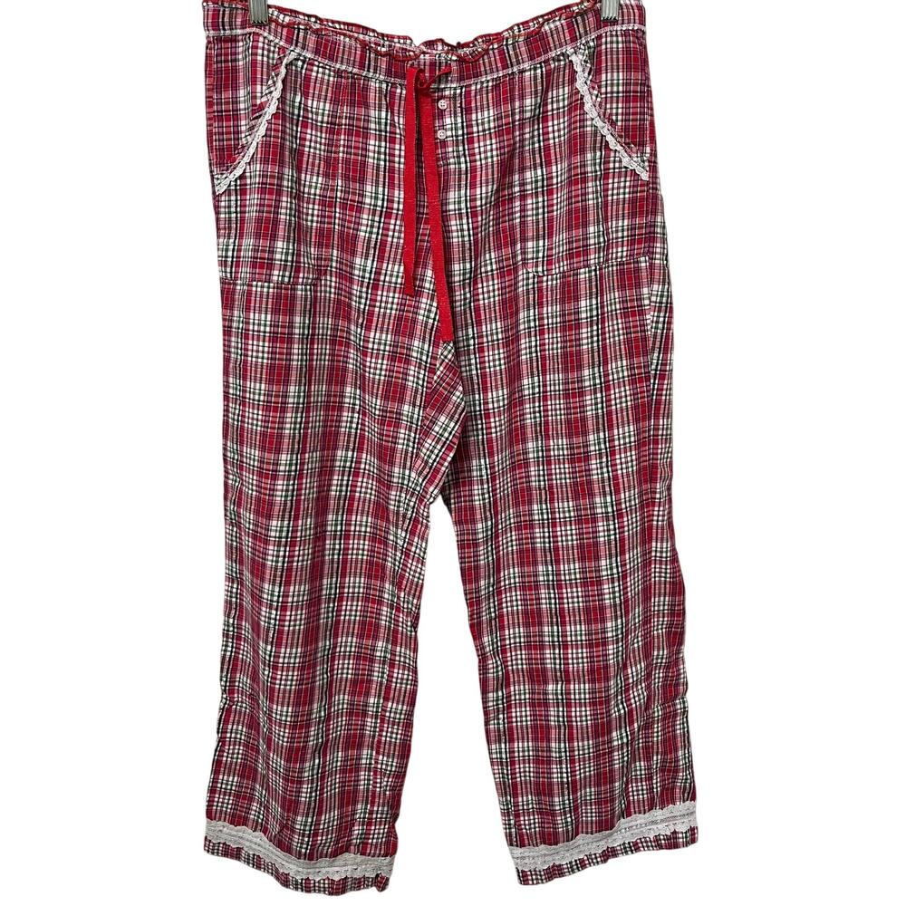Victoria’s Secret Women’s Christmas Pajamas Bottoms Sz Medium Red/Green‎